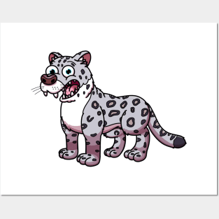 Happy Snow Leopard Posters and Art